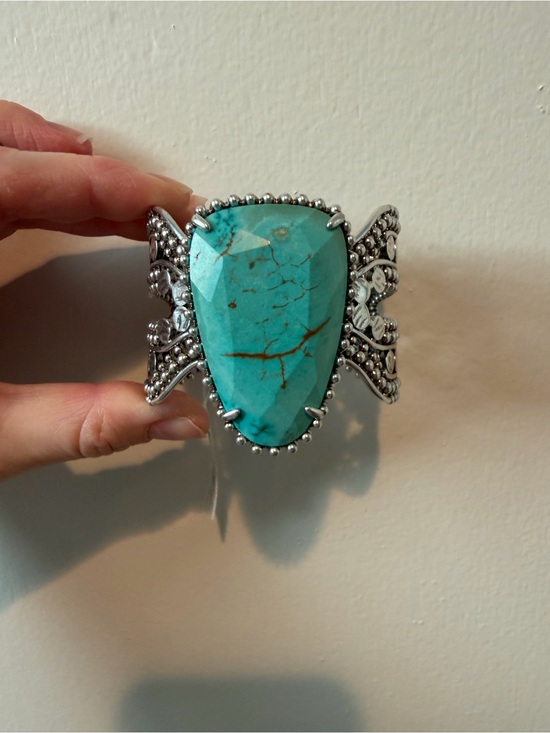 Kendra Scott Jewelry - Kendra Scott Abena Turquoise Statement Cuff Bracelet - Silver Tone